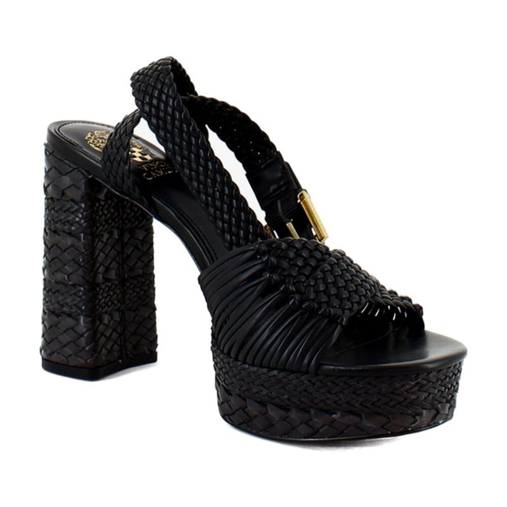 Vince Camuto Black Braided Platform Block Heel Sandals
